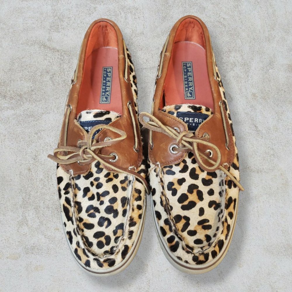 Sperry Topsider Leopard Print Boat Shoes, Size 8M